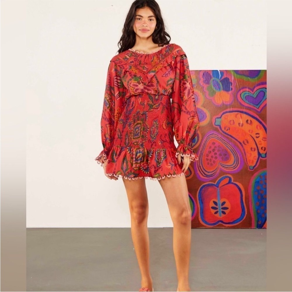 FARM Rio Red Floral Mini Dress - Picture 8 of 14